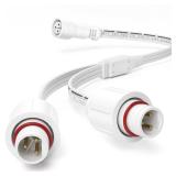 Y-Splitter Extension Cable for E-fy Permanent Outdoor Lights E22, S4 - HP5, IP68 Waterproof Extension Cord Compatible with E-fy E22/S4 for Christmas-Holiday (Y-Shaped 1 Female to 2 Male)