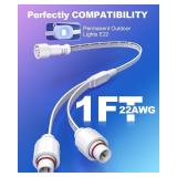 Y-Splitter Extension Cable for E-fy Permanent Outdoor Lights E22, S4 - HP5, IP68 Waterproof Extension Cord Compatible with E-fy E22/S4 for Christmas-Holiday (Y-Shaped 1 Female to 2 Male)
