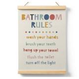 Ryeolo Kids Bathroom Wooden Poster Hanger Frame 12.5x17 Inch, Rules Wall Art Decor for Toddler Boy Girl, Colorful Decor