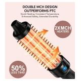 Terviiix 1.25 Inch Thermal Brush, Fast-Heating Ceramic Tourmaline Ionic Volumizing Iron, Heated Round Comb for Volumizing and Soft Curls, Digital Display 9 Temperatures Curling Wand, Dual Voltage Test