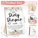Roowest 51 Pcs Dirty Diaper Baby Shower Games Funny Wooden Sign with 50 Pcs Mini Diapers Cute Felt for Gender Reveal Party Baby Shower(Pink Flower)