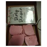 Roowest 51 Pcs Dirty Diaper Baby Shower Games Funny Wooden Sign with 50 Pcs Mini Diapers Cute Felt for Gender Reveal Party Baby Shower(Pink Flower)