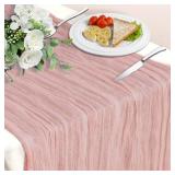 Pink Table Runner, 10Ft 120in Cheesecloth Table Runner, Gauze Rustic Cheese Cloth Table Runners for Wedding, Party, Baby & Bridal Shower, Boho Table Runners for Christmas Thanksgiving Halloween Easter