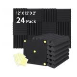 Acoustic Foam Panels - 24 Pack (12x12x2 inch)