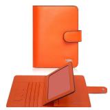 Passport Holder Women, Genuine Leather Passport Wallet RFID Blocking for Men and Women, Passport Cover with Snap Closure Fit for Immunization Record Card - Orange