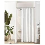 AIZESI Black Shower Curtain Rod 43 to 73 Inch Spring Tension Curtain Rod, Never Rust, Curtain Rods No Drilling, Adjustable Curtain Rods for Window, Bathroom, Kitchen, Doorway