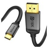Silkland USB C to DisplayPort 2.1 Cable,[16K@30Hz 8K@120Hz 4K@240Hz] Display Port to USB C 40Gbps, Compatible Thunderbolt 5/4 to DisplayPort, MacBook Pro,iPhone 16/15 Pro Max, XPS, Odyssey G8/G9, 10FT