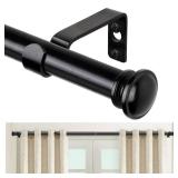 TONIAL Curtain Rod 32 to 58 Inch(2.6-4.8ft), Telescoping Splicing 3/4 Drapery Rods for Windows 20 to 53 Inch(1.7-4.4ft), Decorative Single Rod with Small Cap Finial, Black