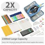 SPACEMATE Pencil Case Pouch Box Bag School Supplies Girls Boys Kids, Cute Preppy Stuff Big Capacity Aesthetic Pen Organizer, Back to College Stationary, Extra Large Style, 2300ml