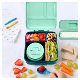 JXXM Bento Lunch Box for Kids with 8oz Soup Thermo,Leak-Proof Lunch Containers with 5 Compartment,Thermo Food Jar Food Containers for School (Blue-Unicorn)