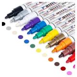 Oil Based Paint Pen, Permanent Paint Marker: Quick-Dry, Waterproof Marker Set of 12 for Rock Painting, Glass, Fabric, Ceramic, Wood, Metal, Mug, Plastic, Stone, Christmas Art Craft Supplies Kit