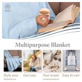 Threadmill Luxury Cotton Blankets for Queen Size Bed | All-Season 100% Cotton Queen Size Blanket | Herringbone Cozy, Soft Breathable Fall Thermal Blanket fits Full Size Bed | Light Blue