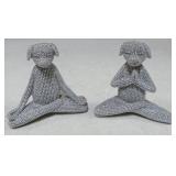 Silver Dog Yoga Pose Statues 2pcs