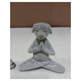 Silver Dog Yoga Pose Statues 2pcs