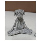 Silver Dog Yoga Pose Statues 2pcs
