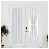 NICETOWN Blackout Door Curtains, Elegance French Door Curtains for Privacy, Easy Installed Panels, Room Darkening Window Covering for Doorway (Greyish White, 25" W x 80" L, 1 Panel)