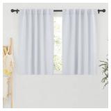 RYB HOME White Curtains for Bedroom - Room Darkening Curtains for Kitchen Cafe, Insulated Energy Saving Panels for Living Room, Back Tab Top, 42 x 45 inch, Grayish White, 1 Pair