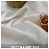 Natural Linen Back Tab Curtains 84 Inch Length for Living Room 2 Panel Pocket Drape Light Filtering Semi Sheer Neutral Country Rustic Farmhouse Boho Curtain Bedroom Muslin Look Ivory Cream Colored