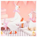 Leinuosen 3 Set One Silly Goose Birthday Decorations 6 Inch Silly Goose Birthday Table Centerpiece Funny 1st Party Supplies Wooden Geese Push Pull Figurine Shelf Table Decor for Baby Shower(Pink)
