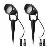 LAVAED 10W LED Landscape Lights 12V Outdoor Spotlight with Connectors Low Voltage Landscape Lighting Warm White Waterproof Yard Uplight(2Pack)