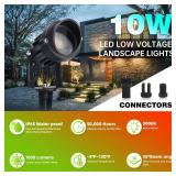 LAVAED 10W LED Landscape Lights 12V Outdoor Spotlight with Connectors Low Voltage Landscape Lighting Warm White Waterproof Yard Uplight(2Pack)