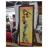 7 inch by 19 inch African Traditional Art Water Carrier Painting