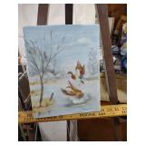 8 in by 10 in Vintage 1993 Duck Painting - Taking Flight
