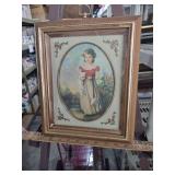 10 inch by 12 in Vintage Victorian Style Framed Print with White Cat