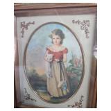 10 inch by 12 in Vintage Victorian Style Framed Print with White Cat