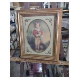 10x14 in Vintage Victorian Portrait Print with Dog in Ornate Frame