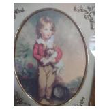 10x14 in Vintage Victorian Portrait Print with Dog in Ornate Frame