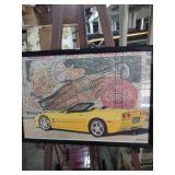 16x11 Yellow Corvette Convertible Framed Artwork