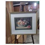 18 and a half by 15 1/2 Vintage Framed Still Life Fruit Print