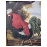 14x16 1/2 Vintage Framed Rooster Oil Painting