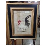 14 and a half by 17 1/2 Vintage Rooster Art Print with Colombian Script