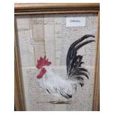 14 and a half by 17 1/2 Vintage Rooster Art Print with Colombian Script