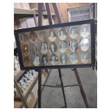 22 and a half by 12 and a half Antique Framed Collection of Oval Portrait Photographs