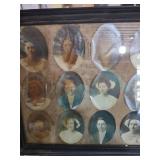 22 and a half by 12 and a half Antique Framed Collection of Oval Portrait Photographs