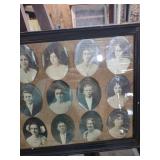 22 and a half by 12 and a half Antique Framed Collection of Oval Portrait Photographs
