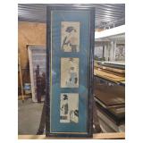 Eight and a half by 23 Vintage Japanese Ukiyo-e Triptych Print Set