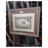 Decorative Indian Elephant Art Print in Ornate Frame 14x10