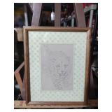 Framed Leopard Pencil Sketch 9x10 and a half