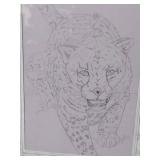 Framed Leopard Pencil Sketch 9x10 and a half