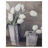 White Tulips in Tea Tins Wall Art 21x21