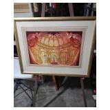 Art Nouveau Theater Stage Print in Gold Frame 26x20