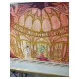 Art Nouveau Theater Stage Print in Gold Frame 26x20