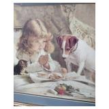 Classical Tea Time with Pets Art Print 22 1/2 by 18 and 1/2