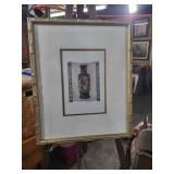 Japanese Porcelain Vase Art Print in Bamboo Frame