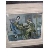 Classical Piano Scene Art Print in Ornate Frame