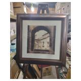 European Architecture Sepia Print in Brown Frame